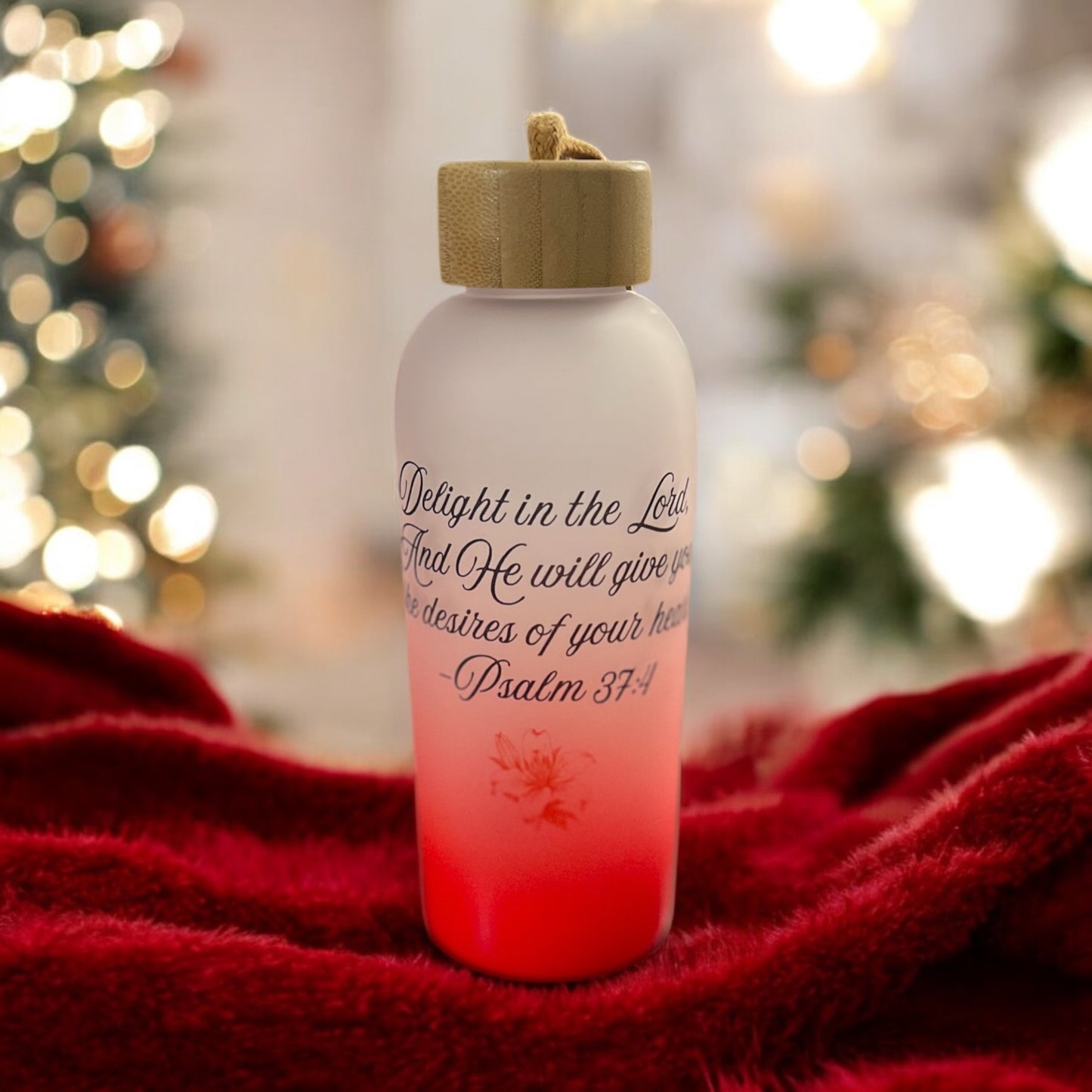 Red frosted bottle