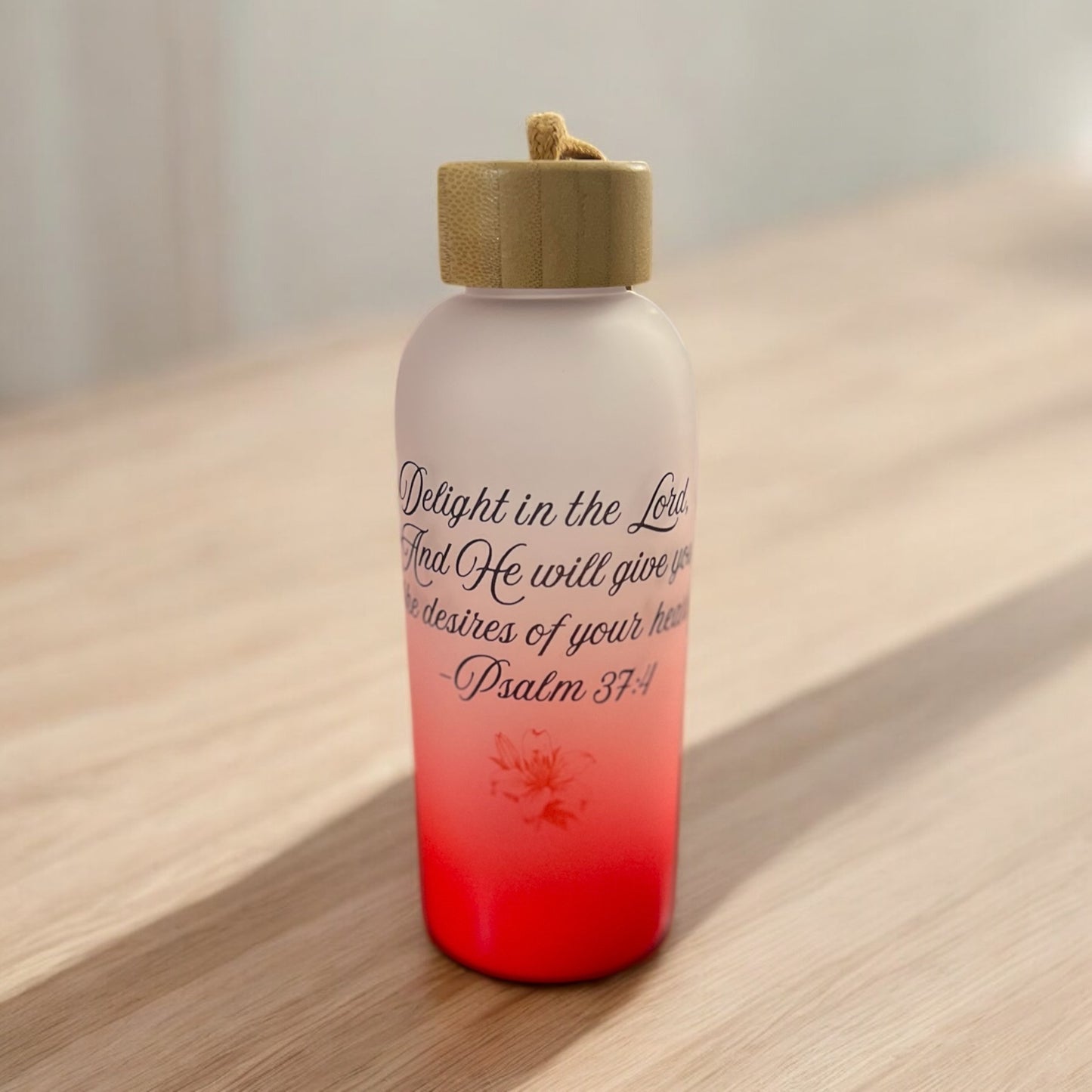 Red frosted bottle