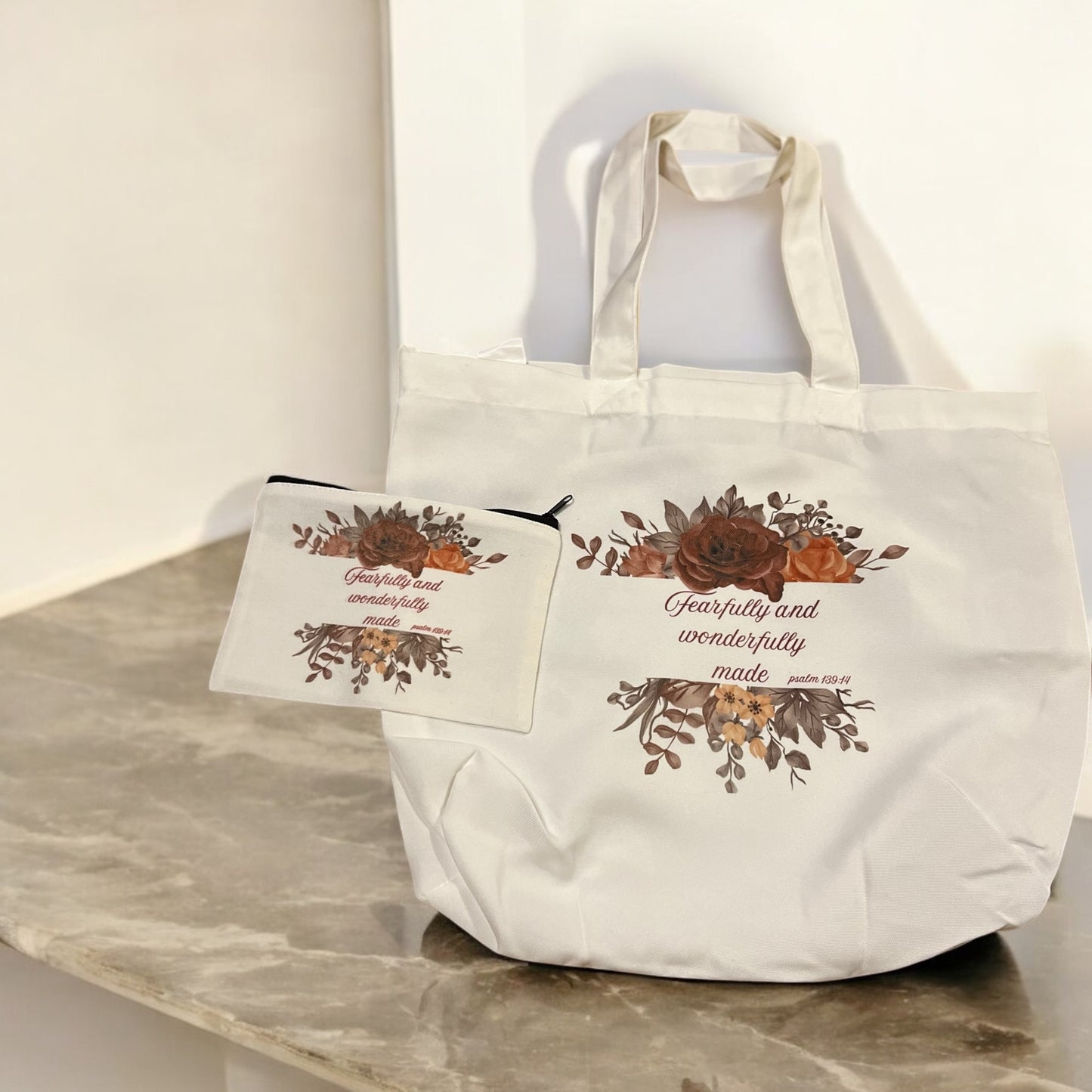 Personalized Canvas bag and small accessories bag gift set