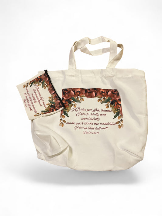 Personalized Canvas bag and small accessories bag gift set