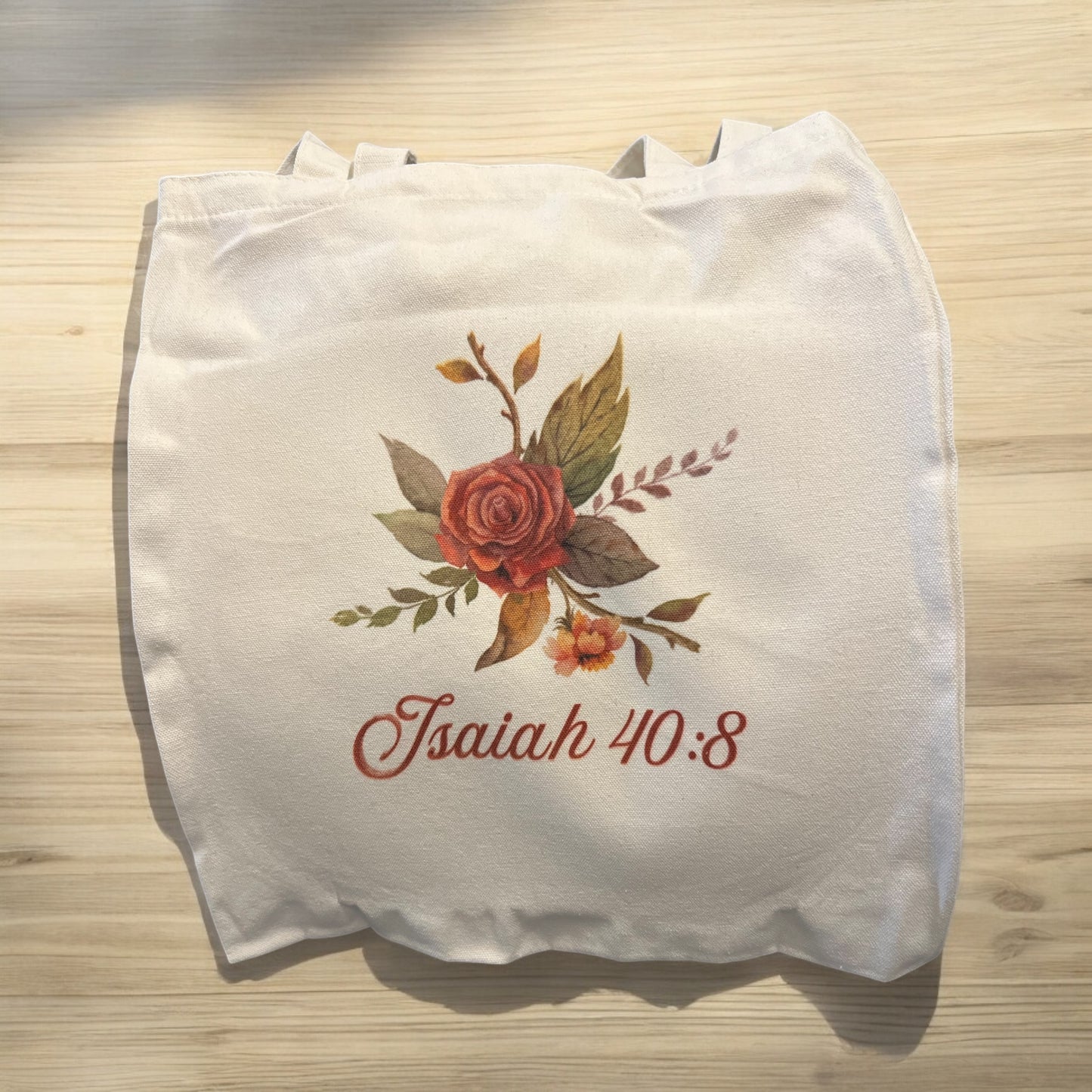 Isaiah 40:8 Bible verse tote bag
