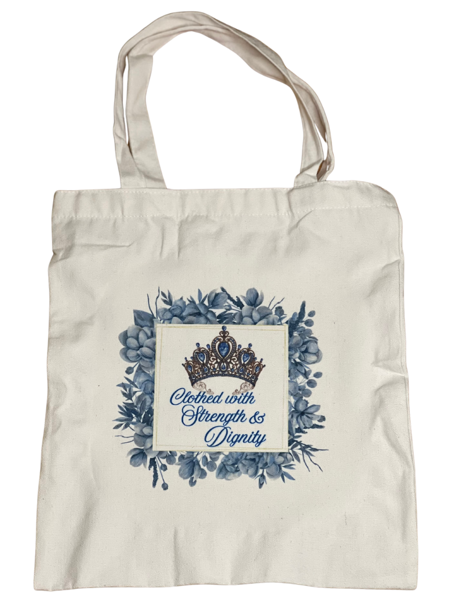 Proverbs 31:25 Crown tote bag