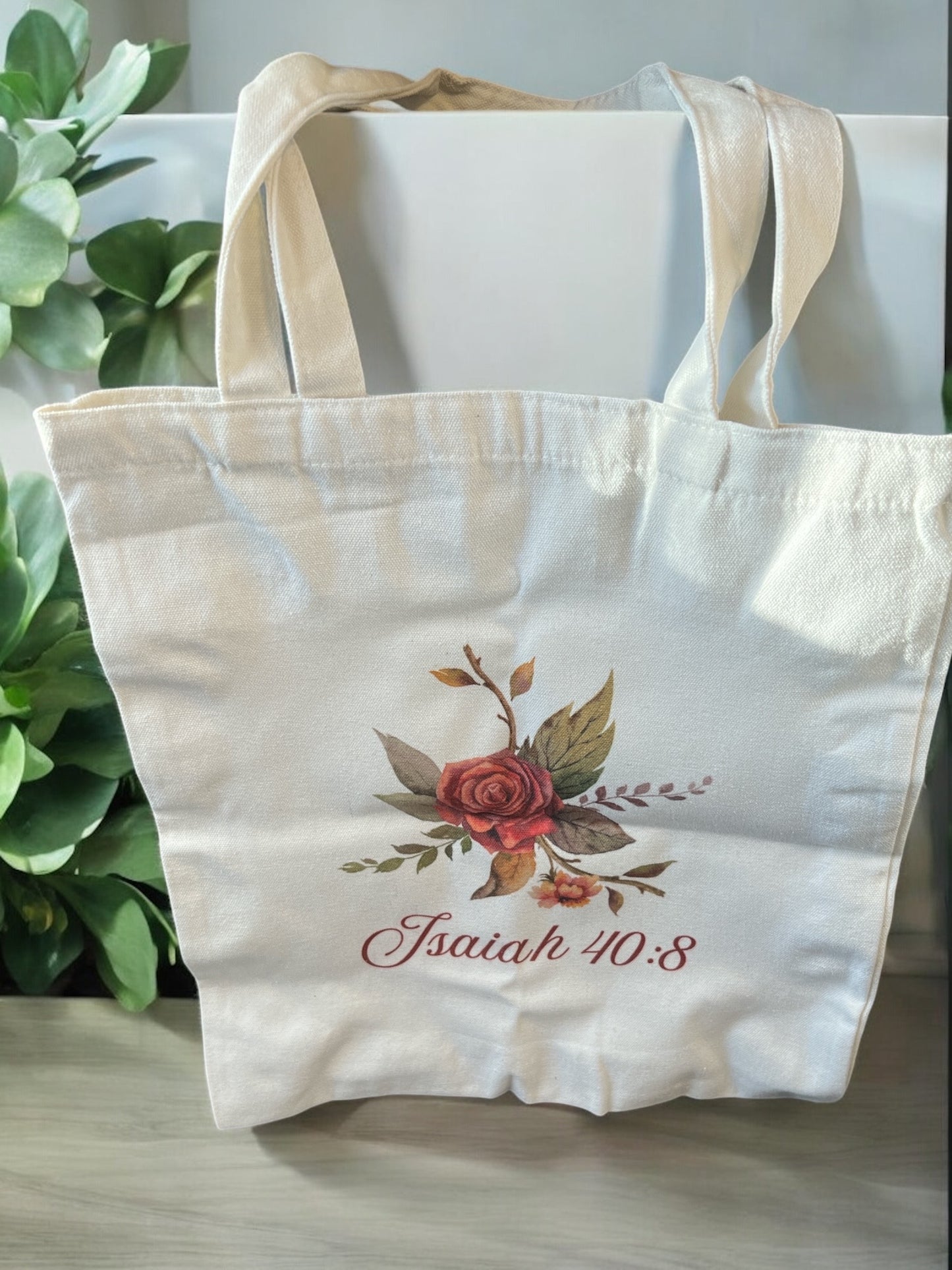 Isaiah 40:8 Bible verse tote bag
