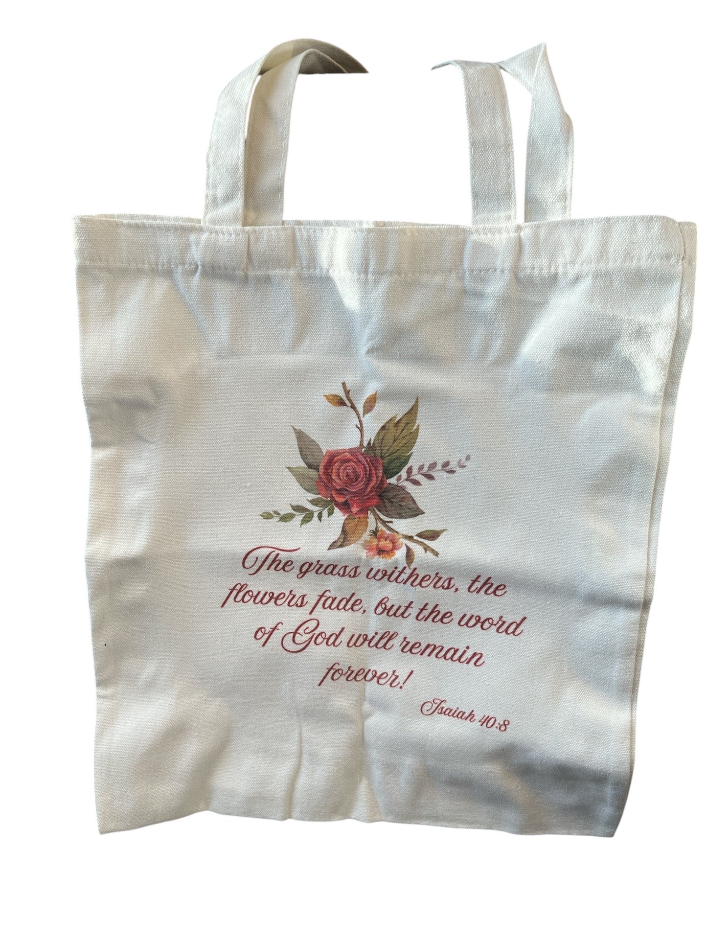 Isaiah 40:8 Bible verse tote bag