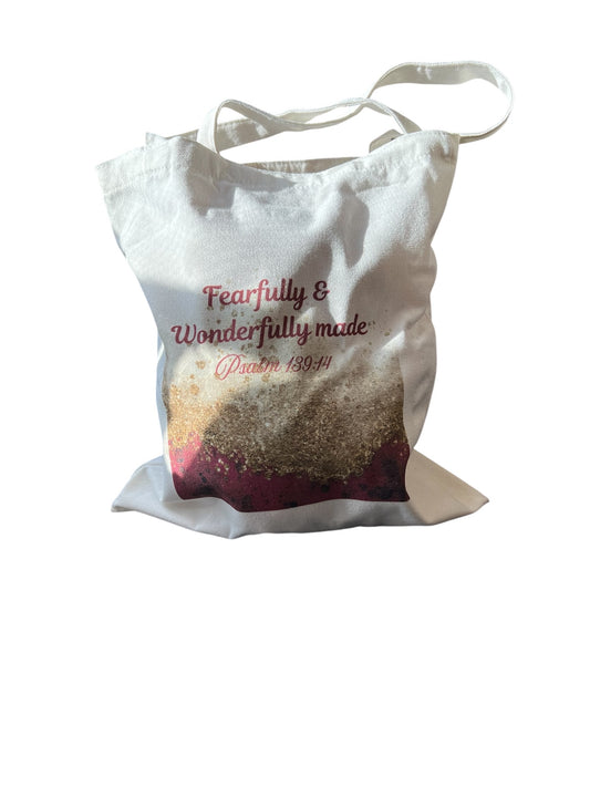 Red Fearfully and Wonderfully made Tote bag (Bulk orders 10ct-80ct)